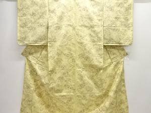 未使用品　牡丹楓模様織り出し手織り紬単衣着物